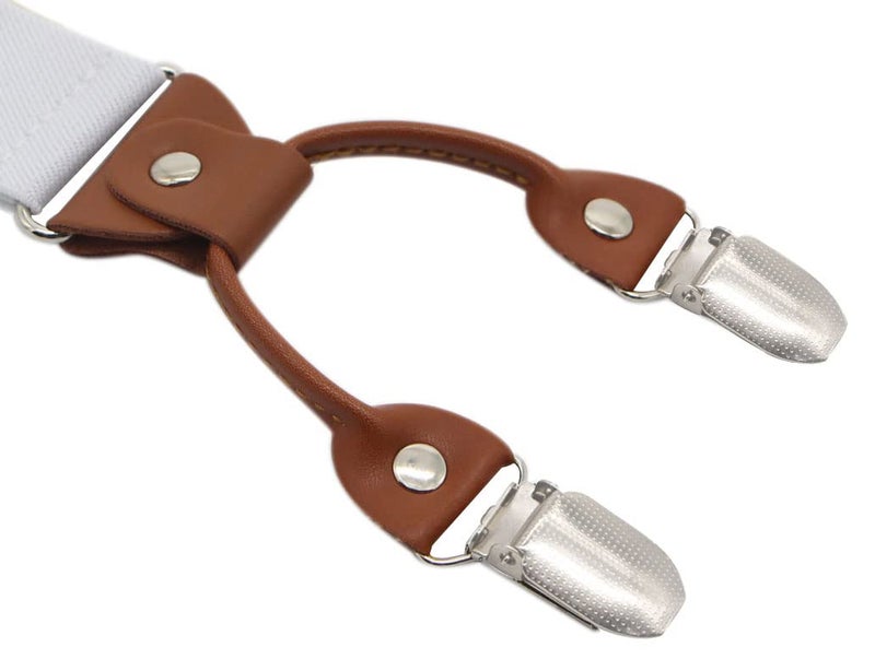 Timiot Menâ€™s Y-Back 4 Metal Clip Elastic Wide Suspenders Perfect For Both Casual&Formal (White) - Image 2
